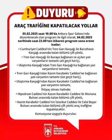 Ankara'da Spor Salonu Etkinliği İçin Yollar Kapanacak