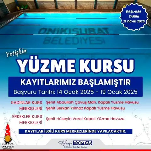 Kahramanmaraş'ta Yetişkinlere Yüzme Kursu